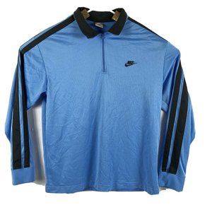 Vtg Nike Long Sleeve 1/4 Zip Pullover Performance Shirt Blue Men's Size XL